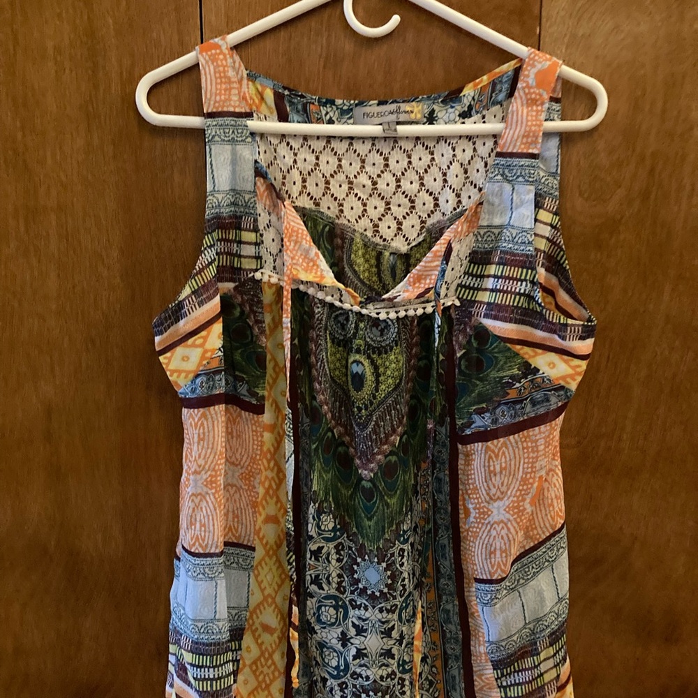 Multi color top with lace top of back